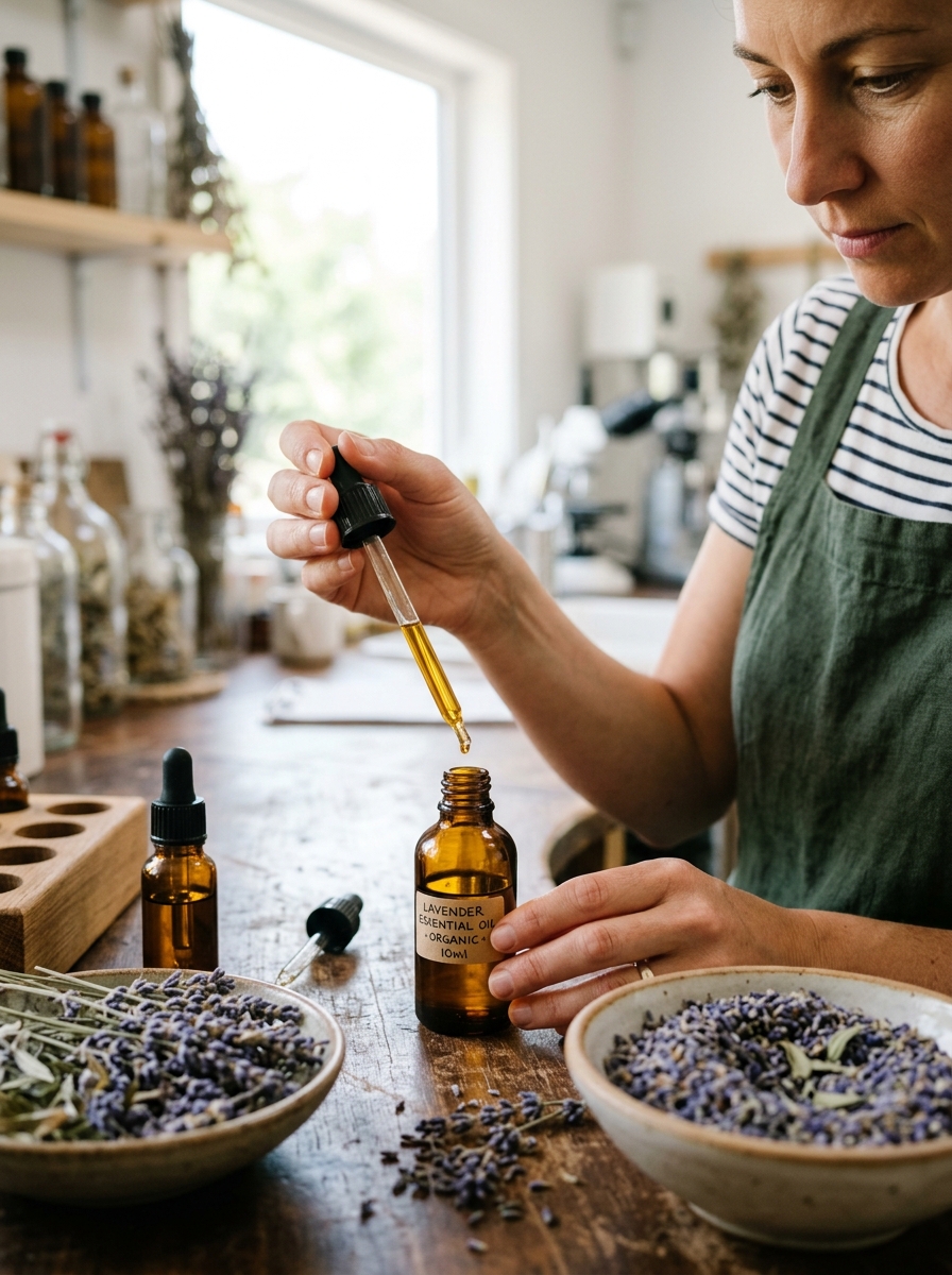 Botanical formulator compounding lavender essential oils